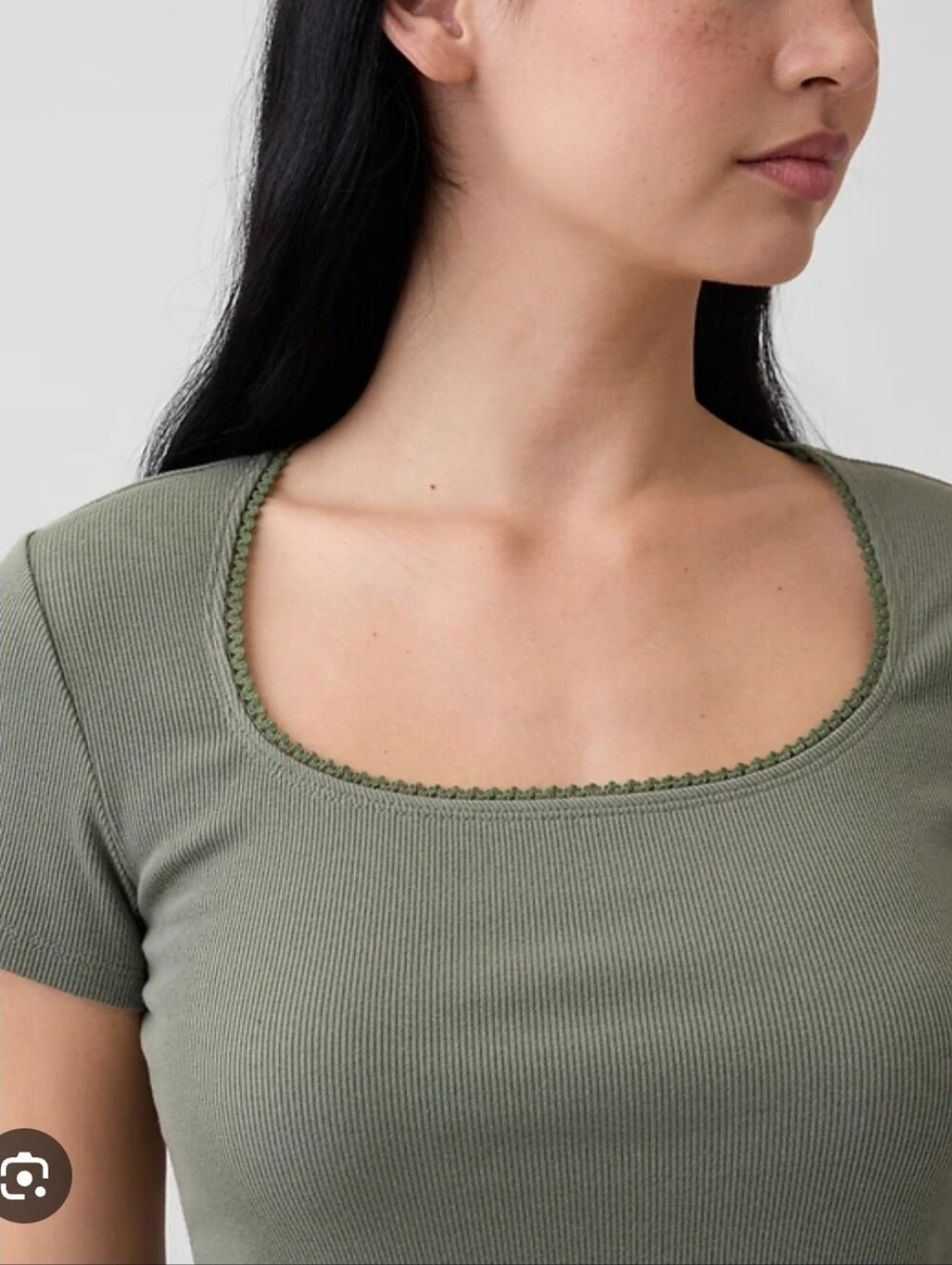 Old Navy Olive Green Square Neck Short Sleeve Tee